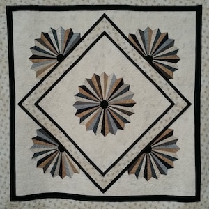 Digital PDF Jelly Roll Dresden Quilt Pattern, Queen Size, Wall Hanging,