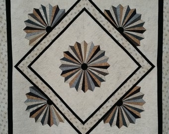 Digital PDF Jelly Roll Dresden Quilt Pattern, Queen Size, Wall Hanging,