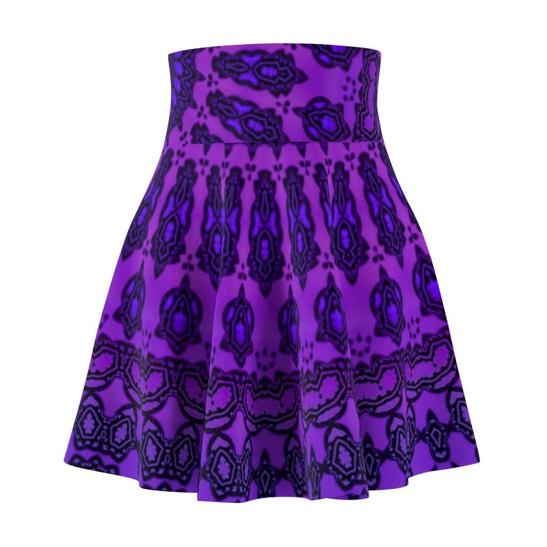 High Waist Summer Outerwear Purple Stylish Mandala Pattern Skater Skirt