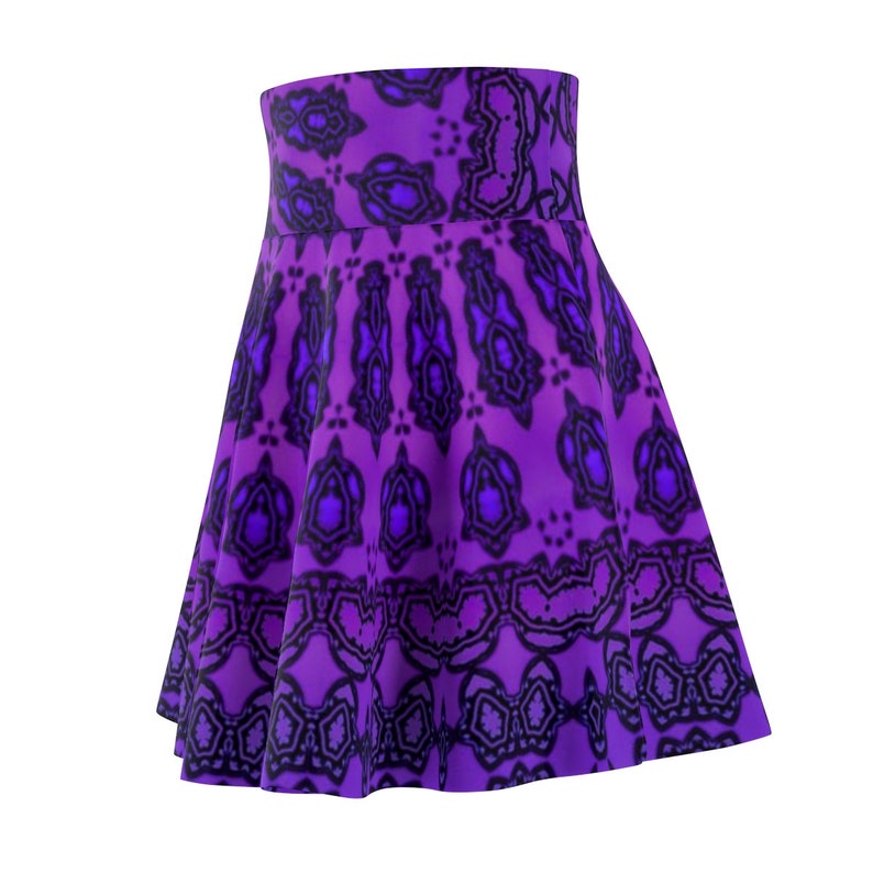 High Waist Summer Outerwear Purple Stylish Mandala Pattern Skater Skirt