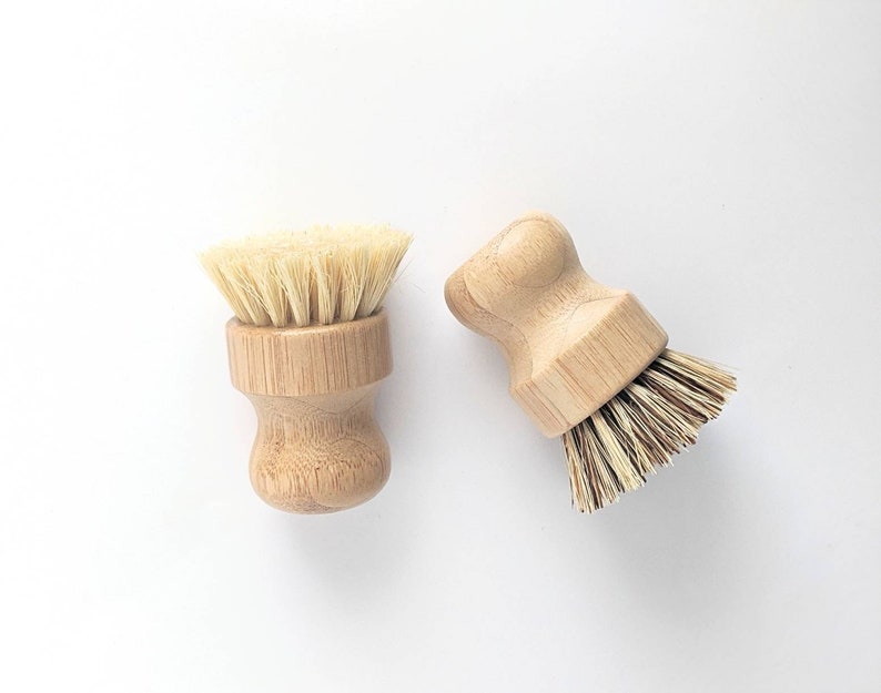 Natural Bamboo Kitchen Dish Cleaning Pot Brush Scrub Eco 1 Yellow & 1 Brown