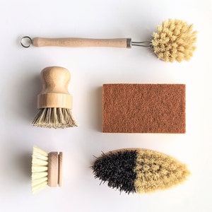Zero Waste Kitchen Brush | Eco-Friendly Products | Best Value Cleaning Tool Kits | Sustainable Products | Gift for Mom | Natural Brush Set