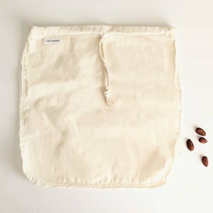 Organic Cotton Nut Milk Bag | X Large Milk Bag | Reusable Cotton Bag | Fine Cheesecloth | Zero Waste Kitchen Products | 12&quot;x12&quot; Nut Bag