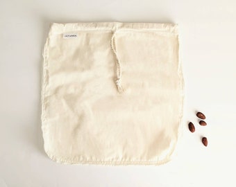 XL Organic Cotton Nut Milk Bag: Reusable Fine Cheesecloth (12"x12")