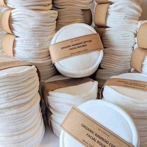 Organic Bamboo Cotton Rounds | Reusable Facial Pads | Zero Waste Set | Sustainable Product | High Quality