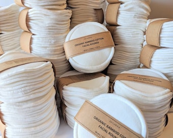 Organic Bamboo Cotton Rounds | Reusable Facial Pads | Zero Waste Set | Sustainable Product | High Quality