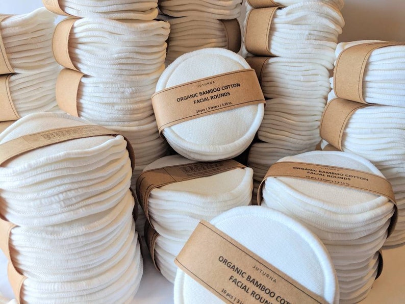 Organic Bamboo Cotton Rounds Reusable Facial Pads Zero Etsy
