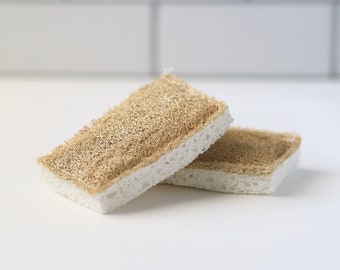 Set of 2 Dual-Sided Eco Sponge | Loofah Cellulose Dish Sponge | Zero Waste | Dishwashing Sponge | Natural Scrub Sponge