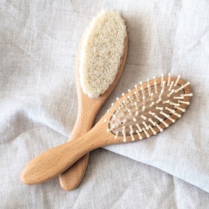 Baby Natural Hair Wooden Comb Brush Gift Set | Newborn Brush Set | Plastic Free Brush Set | Rubber Wood  High Quality