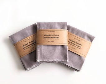 Pack Set Organic Cotton Flannel Napkins Towel | Natural Cotton Washcloth Wipes | Gray 10x10"