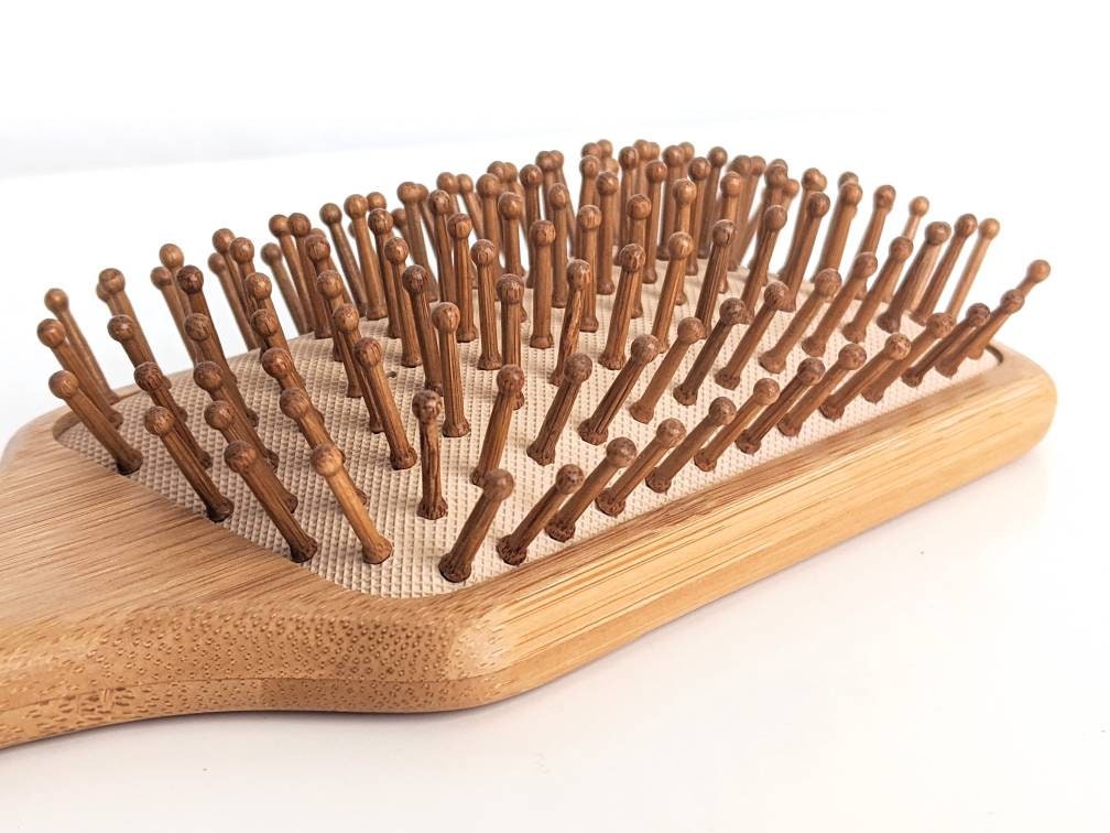 Natural Vegan Bamboo Wood Hair Brush Detangler Scalp Massage Etsy
