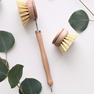 Sisal Kitchen Dish Long Brush with Refill | Zero Waste Dishwashing Brush | Eco Friendly Product | Plastic Free Brush | Juturna Studios