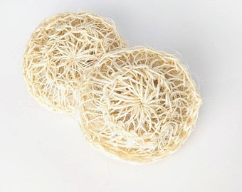 Set of 2 Hemp Sisal Crochet Body Scrubber | Natural Bath Pouf | Sustainable Product | Shower Scrub | Plastic Free Loofah  Vegan