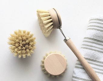 Zero Waste Sisal Cleaning Dish Brush | Eco Friendly Product | Biodegradable | Plastic Free | Vegan Bristles Wooden Long Handle
