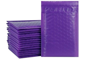 Bubble Mailers 4x8 Purple Padded Poly Envelopes #000 4 x 8 inch Mailing Shipping Bag Lightweight Waterproof Self Adhesive Sealing