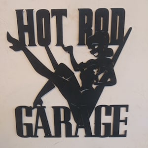 HOT ROD GARAGE- Cnc metal art sign