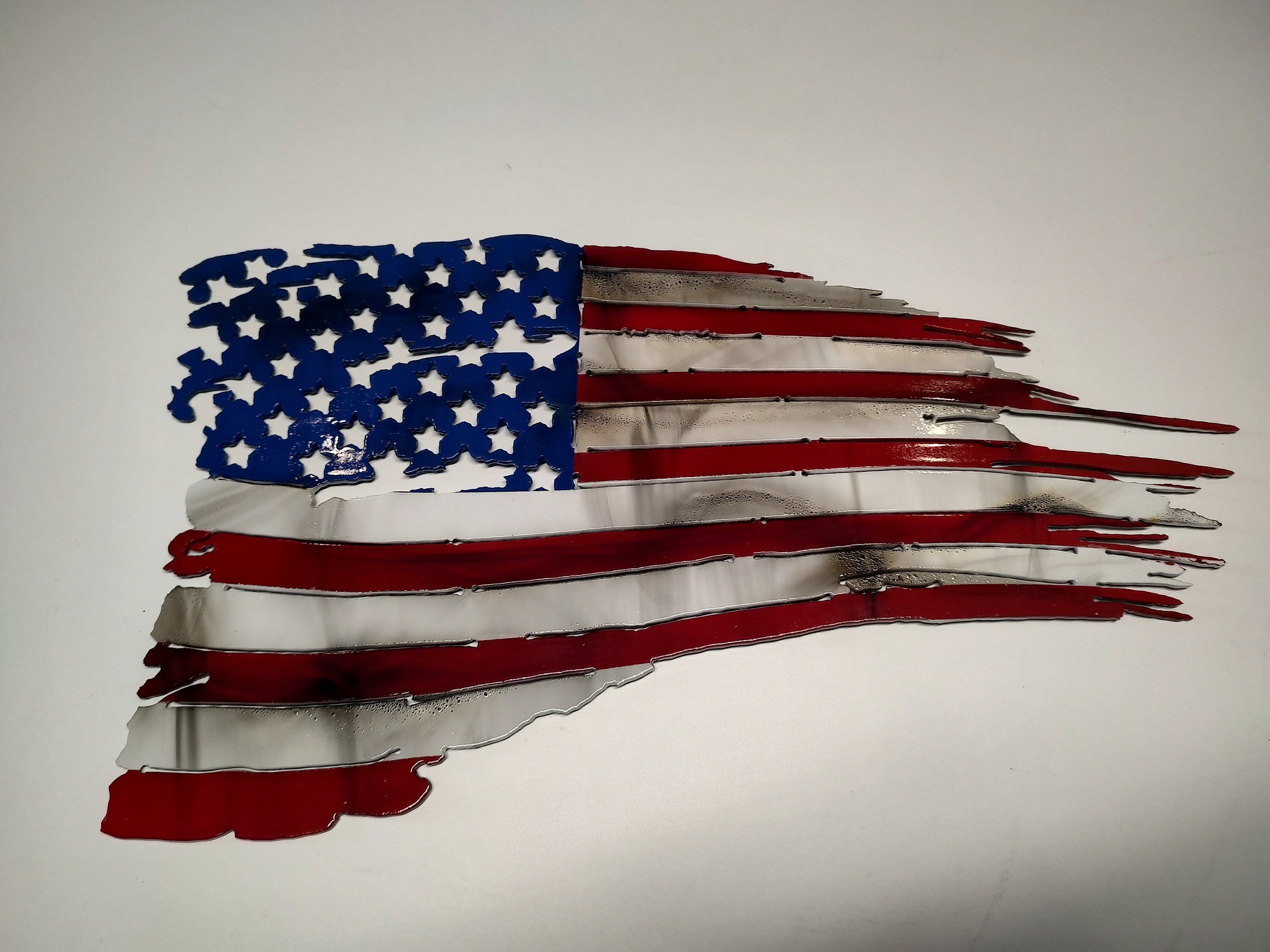Tattered American Flag 16x9 Plasma Cut Metal Art CNC Etsy