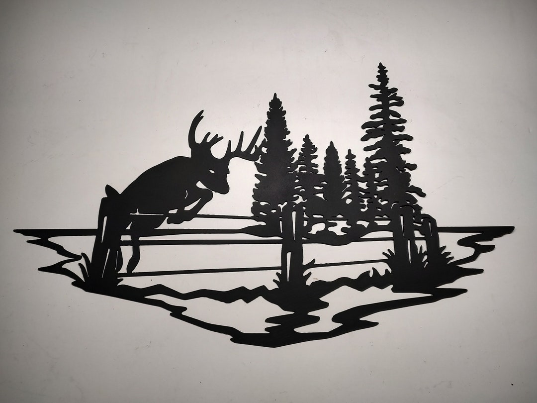 L.G.B. DEERレザー フリンジビスチェ FREE ブラック 牙装飾 希少 Big Whitetail Buck Jumping Fence 34