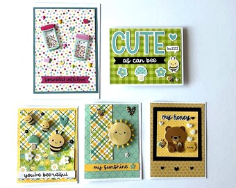 5 Tarjetas de felicitación hechas a mano Doodlebug Variedad de temas A2 A6 (#C2)