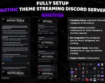 Gothic Streaming Discord-server | Volledig geïnstalleerd en klaar voor gebruik | Waarschuwingen automatisch streamen | Eigendomsoverdracht: