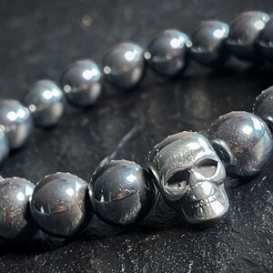 Hematite in 10mm. Natural stone bracelet. Bachelorette party gift. Men&#39;s bracelet. Women&#39;s bracelet. Semi-precious stone. Handmade jewelry.