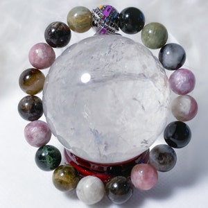 Tourmaline in 10mm. Natural stone bracelet. EVJF gift. Men&#39;s wristband. Women&#39;s bracelet. Semi-precious stone. Handmade jewelry.