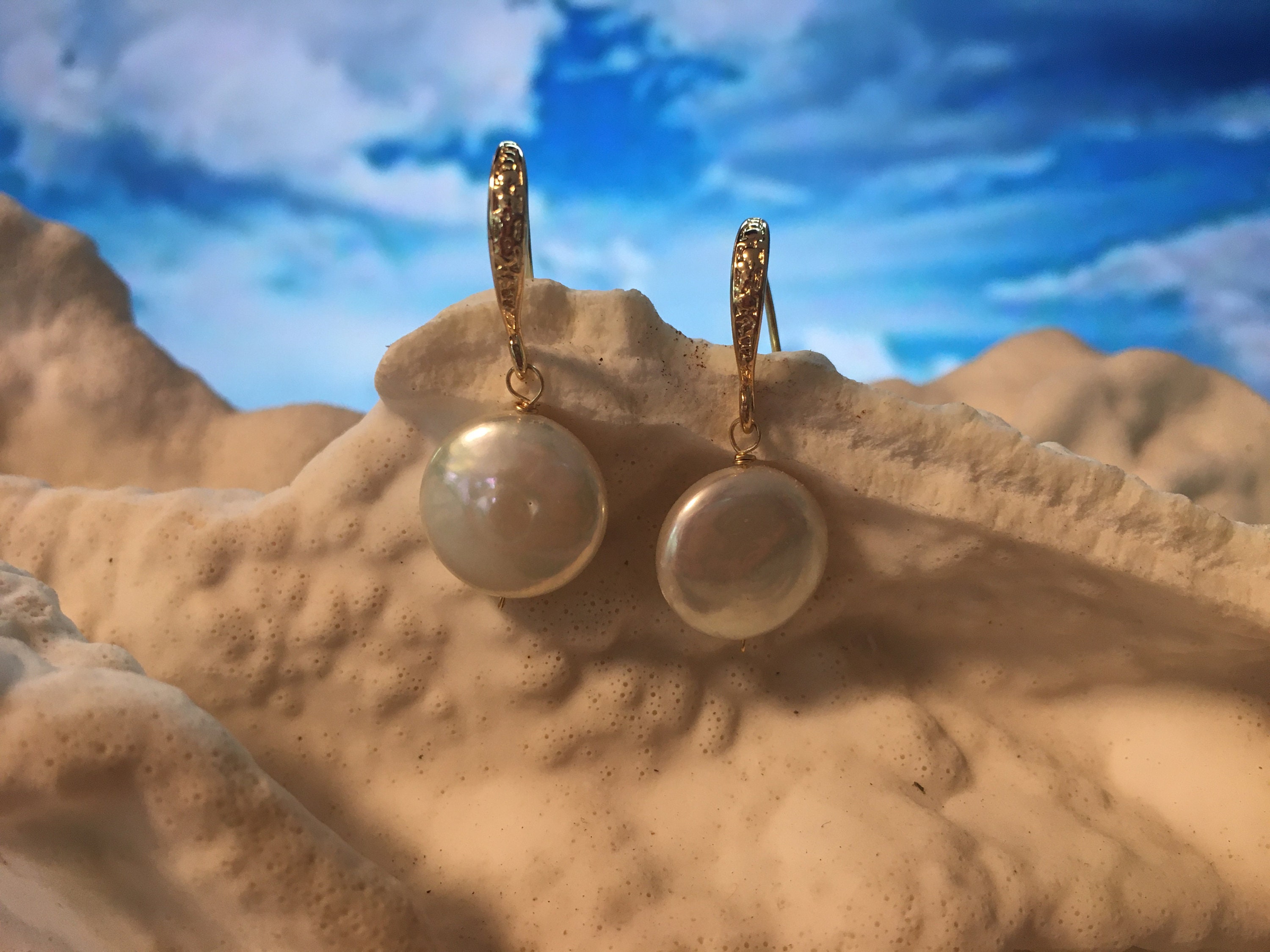 Pearl earrings 24k gold plated earrings sterling silver | Etsy