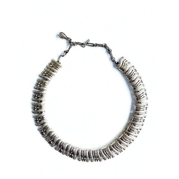 Vintage Francois Coro Modernist Silver Tone Choker