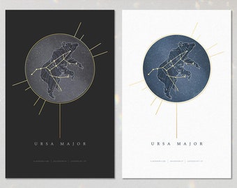 HAND GILDED - Ursa Major Constellation | Wanderer Collection | Poster/Art Print (11” X 17”, Dark/Light Options)
