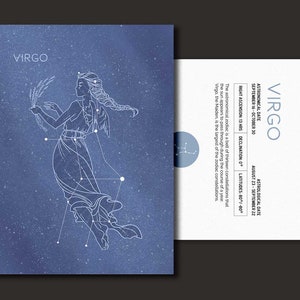 Virgo Constellation / Sign | Zodiac Birthday / Greeting Card (A7 Size, 5” X 7”, Blank Inside)