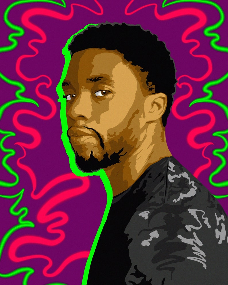 CHADWICK BOSEMAN tribute art print Black Panther/Marvel | Etsy