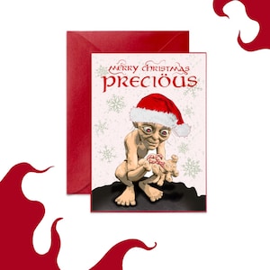 Herr der Ringe Weihnachtskarte - Lustige Gollum Popkultur Grußkarte - Mein Schatz
