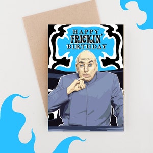 Cartão de aniversário engraçado com tema do Dr. Evil - Cartão de felicitações inspirado na cultura pop de Austin Powers - Mike Myers