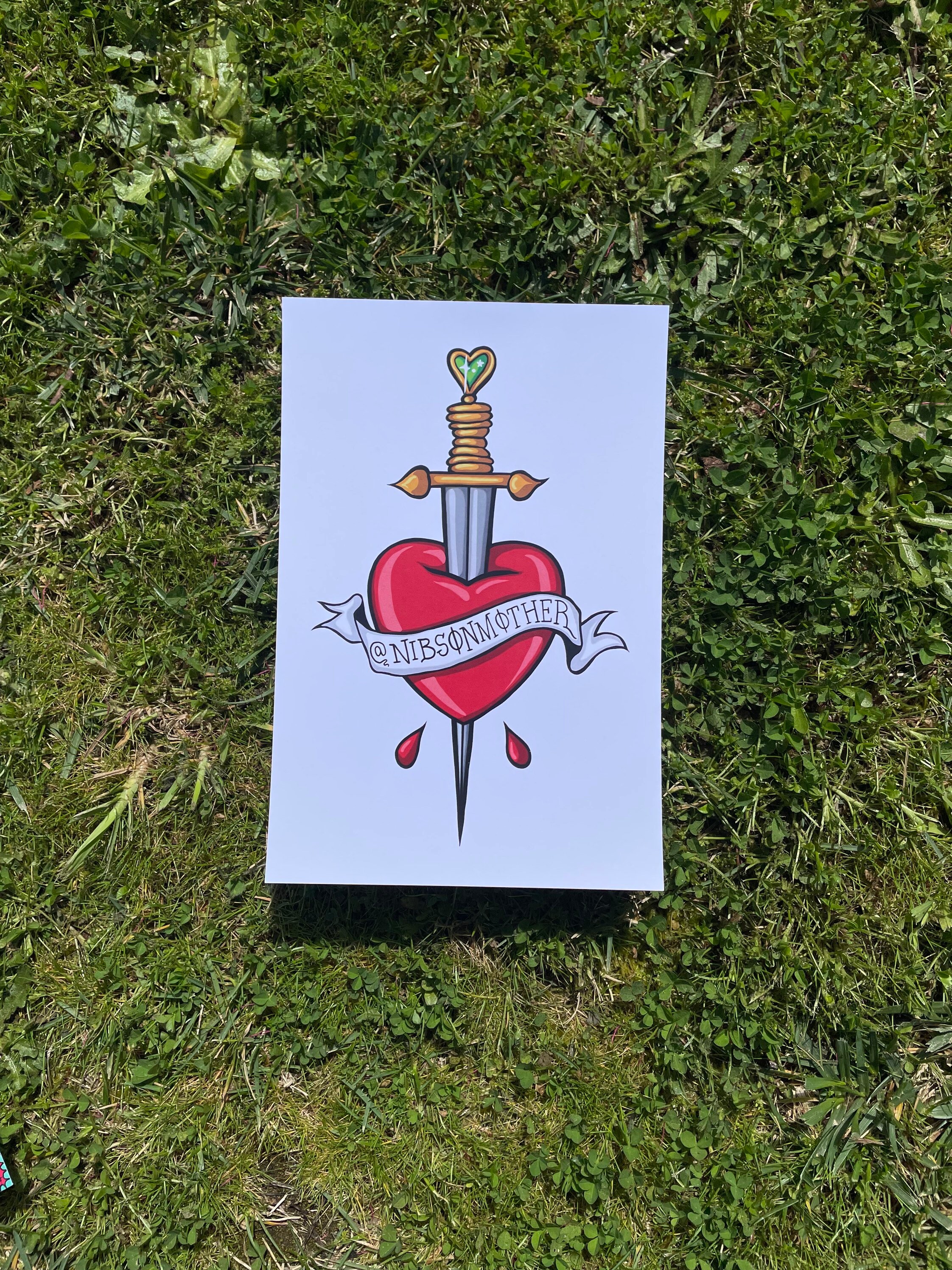 Heart Dagger Tattoo Flash