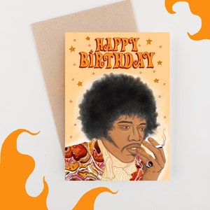 Jimi Hendrix Thema Psychedelische Verjaardagskaart - Sixties Inspired Music Greeting Card