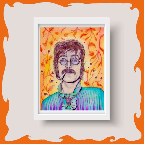 John Lennon Portrait Painting - the Beatles Watercolor Art Print