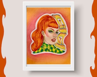 Miss GIGI GOODE - RuPauls Drag Race - Drag Queen Watercolor Painting Art Print