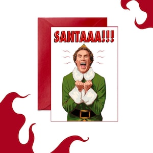 Will Ferrel Elf Movie Christmas Card - Funny Santa Pop Culture Tarjeta de felicitación