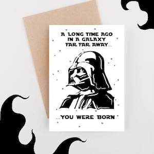 STAR WARS inspirierte Geburtstagskarte - Lustige Darth Vader Popkultur Grußkarte