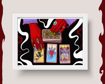 El Arte del Tarot - Tarot Reading Spread Digital Artwork Print - Witchy Wall Art