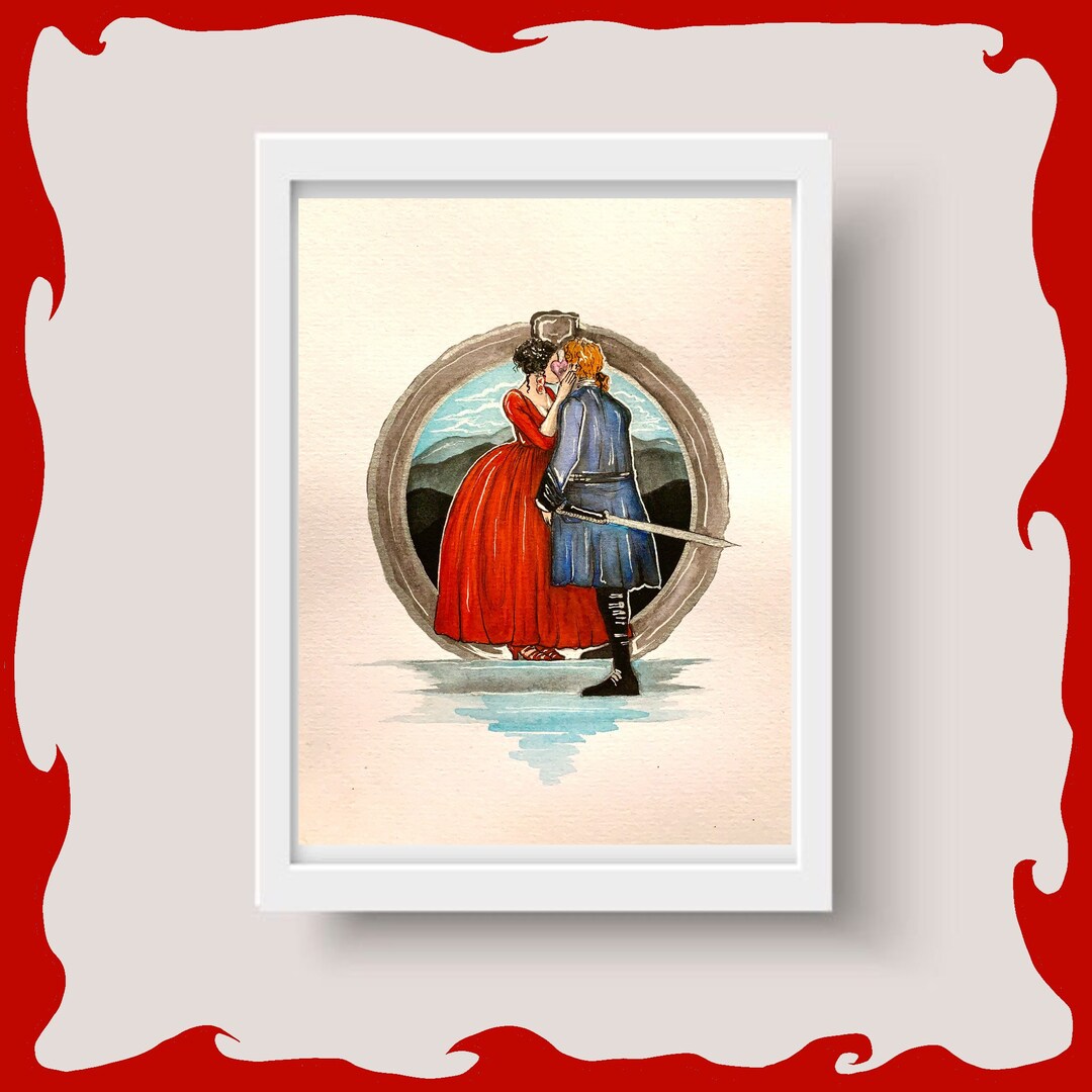 Outlander Painting - Claire and Jamie Paris Red Dress Print - Etsy