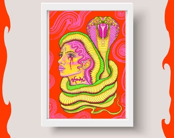 Snake Eyes - Digital Artwork Print - Trippy Psychedelic Snake Art Decor