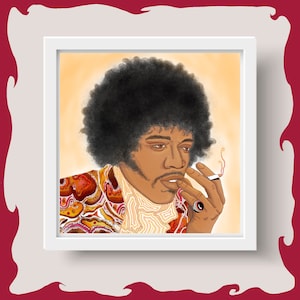 Jimi&#39;s Haze - Jimi Hendrix Digital Artwork - 1960s Psychedelic Retro Print
