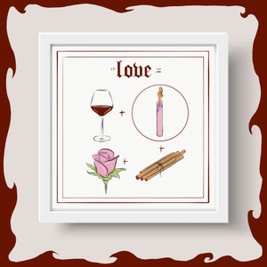 Love Potion - Wiccan Celestial Spell Magick - Digital Art Print Decor Anniversary Gift