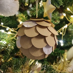 Palla di carta personalizzata 7-10 cm per decorazione d'interni, casa, stanza, albero | Pigna di carta