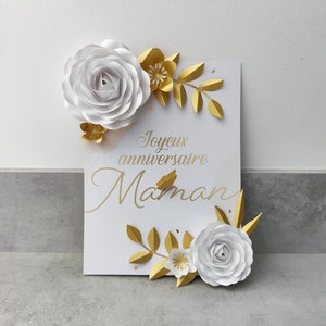 Carte à personnaliser avec message imprimé | Fleurs et feuillage en papier pour fête des mères, mariage, annonce, anniversaire, cadeau