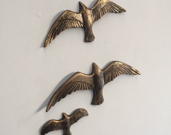 Birds cast metal wall decor home decoration 3 birds Set of Three Metal Bird Wall Hangings