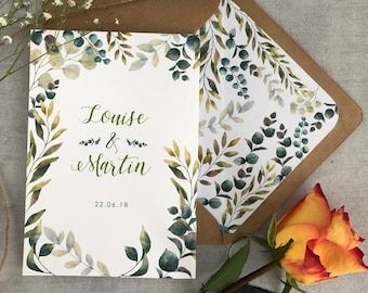 Eucalyptus Folding Wedding Invitation - Luxury concertina folding, On trend, Rustic and Greenery themed, Topaz Wedding Collection