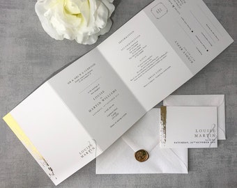 Gold Foil Folding Wedding Invitations - Luxury, Elegant folding Wedding Stationery, Timeless, classical, A6 Folding Concertina, Rutile Suite