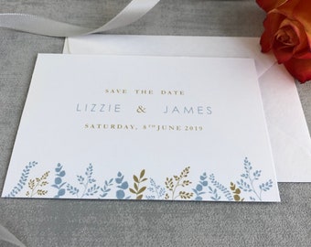 Save the Date - Blue and Gold Floral, Beautiful,elegant design. Minimalist - Diamond Suite